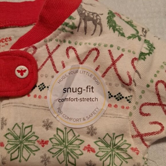 Burt's Bees Baby 12 months holiday 1 piece footie pajama, snowfkakes, NWT - Picture 4 of 7